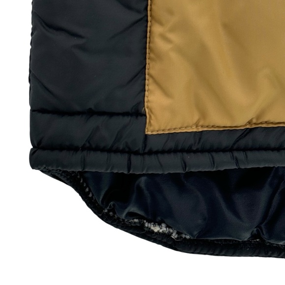 Vintage 70s/80s Men's Puffer Vest Miller Outerwear Black Tan Snap Front | XL - Picture 3 of 8